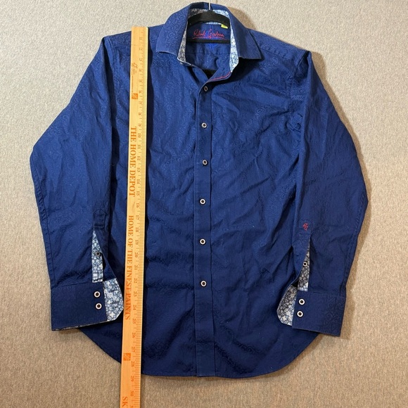Robert Graham Classic Fit Button Up Long Sleeve Shirt Small Navy Blue Design - Picture 6 of 7